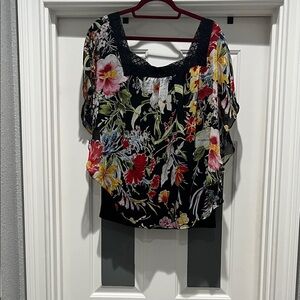 Alyx Black Floral Scoop-Neck Blouse